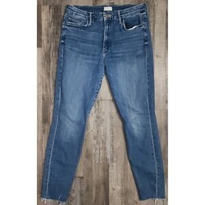 Mother The Looker Ankle Fray Jeans Womens 31 Blue Groovin High Rise Skinny Denim